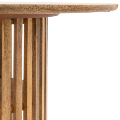 Boho Rustic Solid Light Mango Wood 2 Shelf Slatted 4 Seater Dining Table 110cm