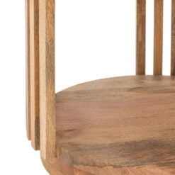 Boho Rustic Solid Light Mango Wood 2 Shelf Slatted 4 Seater Dining Table 110cm