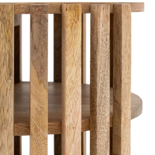 Boho Rustic Solid Light Mango Wood 2 Shelf Slatted Open TV Stand 120cm