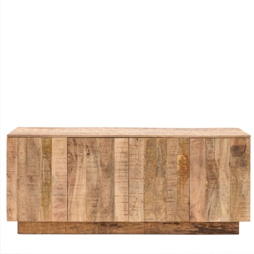 Boho Rustic Solid Light Mango Wood 4 Door Large Sideboard 170cm