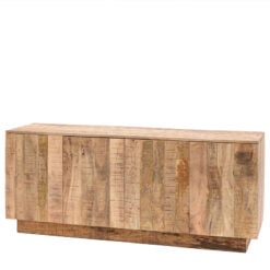 Boho Rustic Solid Light Mango Wood 4 Door Large Sideboard 170cm