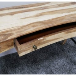 Boho Rustic Solid Light Mango Wood And Black Metal Desk Dressing Table