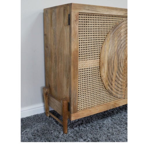 Boho Rustic Solid Light Mango Wood And Rattan Carved Sideboard Cabinet Boho Rustic Solid Light Mango Wood And Rattan Carved Sideboard Cabinet