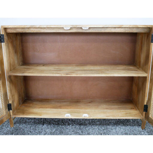 Boho Rustic Solid Light Mango Wood And Rattan Carved Sideboard Cabinet Boho Rustic Solid Light Mango Wood And Rattan Carved Sideboard Cabinet