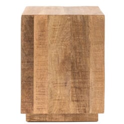 Boho Rustic Solid Light Mango Wood Cube Chunky Side Table