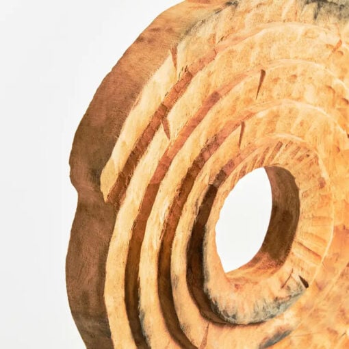 Boho Rustic Solid Mango Wood Abstract Rings Sculpture Home Decor Accessory 48cm