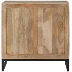 Boho Rustic Solid Mango Wood And Cowhide Carved Tall Sideboard