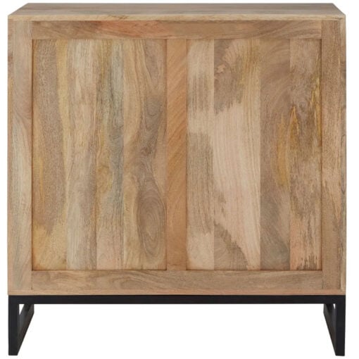 Boho Rustic Solid Mango Wood And Cowhide Carved Tall Sideboard