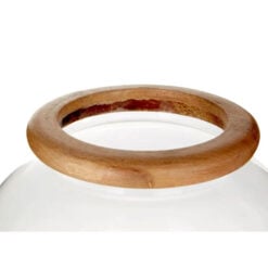Boho Rustic Solid Mango Wood And Glass Hurricane Candle Holder 28cm
