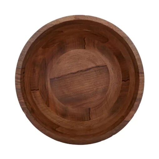 Boho Rustic Solid Mango Wood Embossed Serving Decorative Large Bowl 35cm
