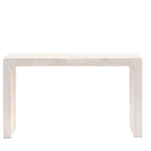 Boho Rustic Solid White Washed Mango Wood Slim Console Table Desk 140cm