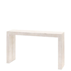 Boho Rustic Solid White Washed Mango Wood Slim Console Table Desk 140cm