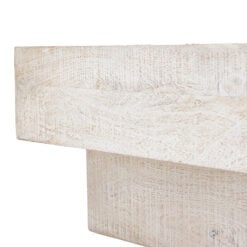 Boho Rustic Solid White Washed Mango Wood Stepped Low Large Coffee Table 150cm