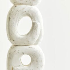Boho Rustic White Solid Mango Wood Abstract Rings Sculpture Home Decor Accessory 61cm