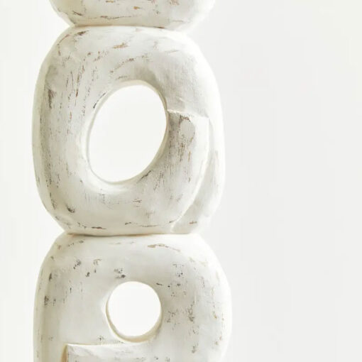 Boho Rustic White Solid Mango Wood Abstract Rings Sculpture Home Decor Accessory 61cm