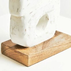 Boho Rustic White Solid Mango Wood Abstract Rings Sculpture Home Decor Accessory 61cm