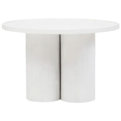 Boho Rustic White Washed Solid Mango Wood Columns Coffee Table