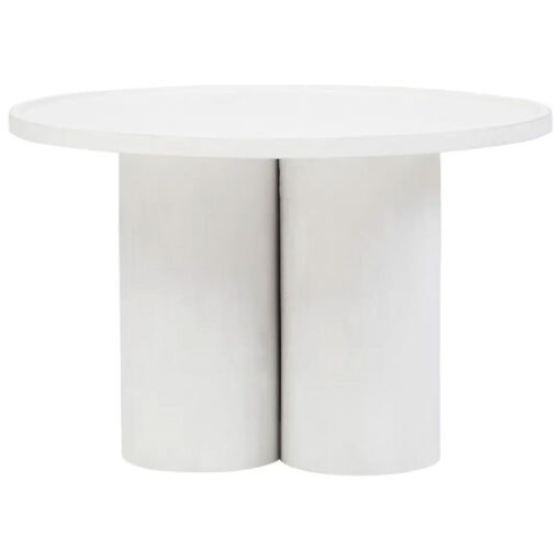 Boho Rustic White Washed Solid Mango Wood Columns Coffee Table