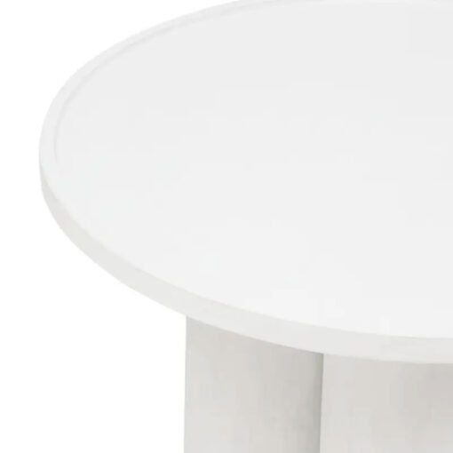 Boho Rustic White Washed Solid Mango Wood Columns Coffee Table