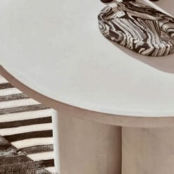 Boho Rustic White Washed Solid Mango Wood Columns Coffee Table