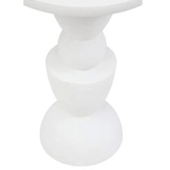 Boho Rustic White Washed Solid Mango Wood Geometric Column Side Table