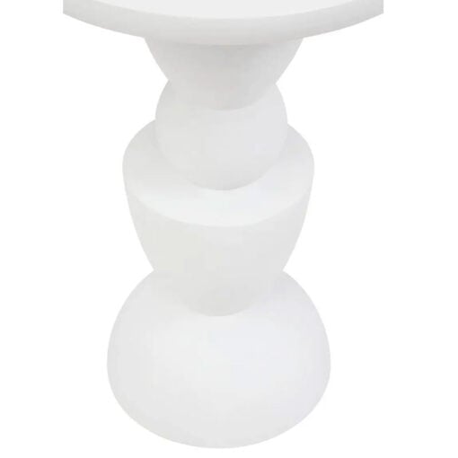 Boho Rustic White Washed Solid Mango Wood Geometric Column Side Table