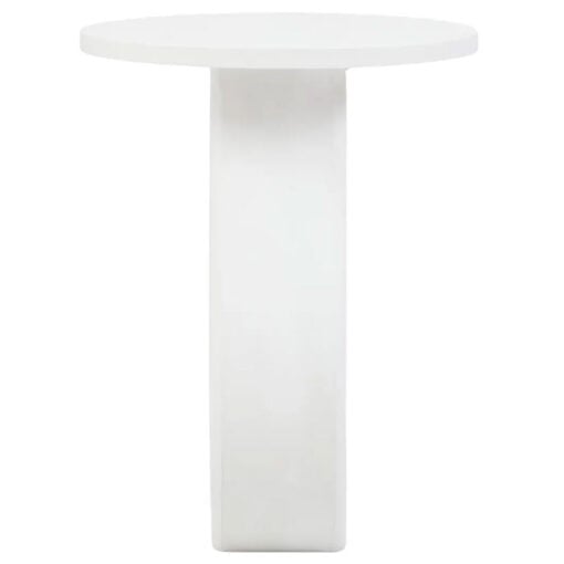 Boho Rustic White Washed Solid Mango Wood Horseshoe Cutout Side Table