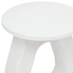 Boho Rustic White Washed Solid Mango Wood Horseshoe Cutout Side Table