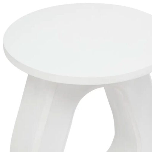Boho Rustic White Washed Solid Mango Wood Horseshoe Cutout Side Table