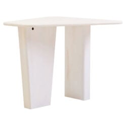 Boho Rustic White Washed Solid Mango Wood Pedestal Coffee Table Side Table