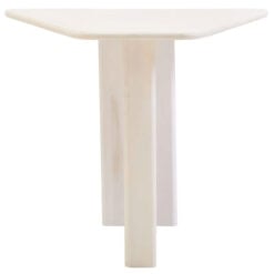 Boho Rustic White Washed Solid Mango Wood Pedestal Coffee Table Side Table
