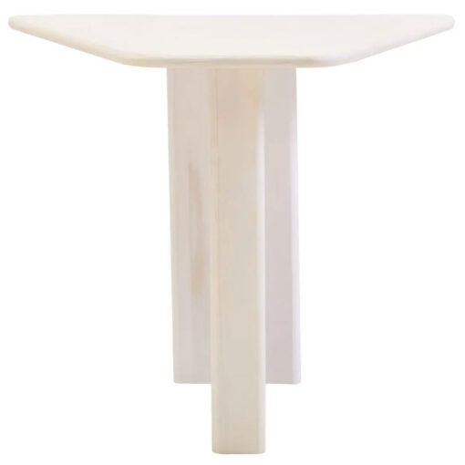 Boho Rustic White Washed Solid Mango Wood Pedestal Coffee Table Side Table