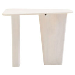 Boho Rustic White Washed Solid Mango Wood Pedestal Coffee Table Side Table