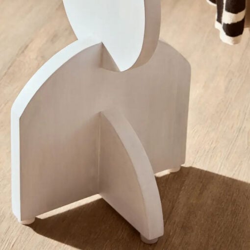 Boho Rustic White Washed Solid Mango Wood Sculpted Abstract Side Table