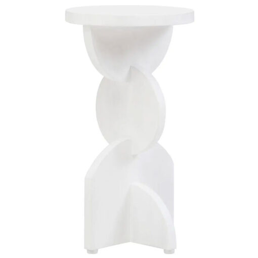 Boho Rustic White Washed Solid Mango Wood Sculpted Abstract Side Table