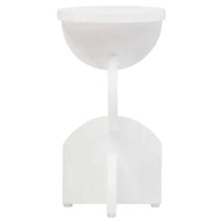 Boho Rustic White Washed Solid Mango Wood Sculpted Abstract Side Table