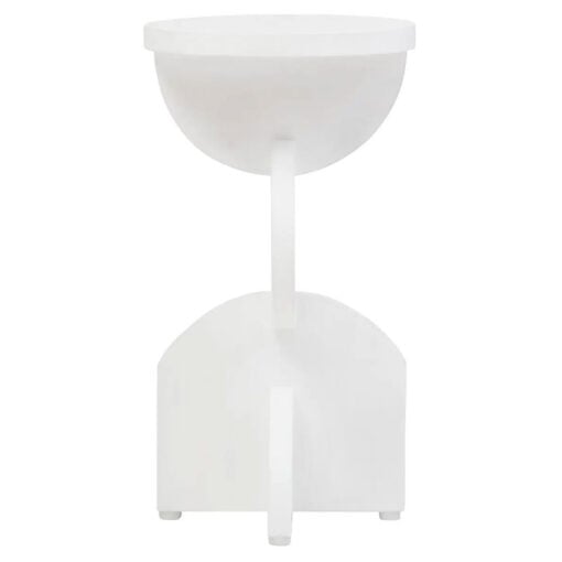 Boho Rustic White Washed Solid Mango Wood Sculpted Abstract Side Table