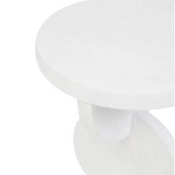 Boho Rustic White Washed Solid Mango Wood Sculpted Abstract Side Table