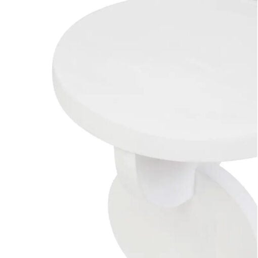 Boho Rustic White Washed Solid Mango Wood Sculpted Abstract Side Table