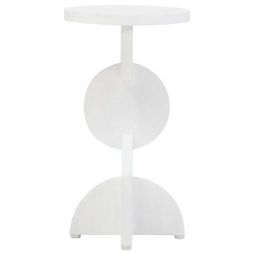 Boho Rustic White Washed Solid Mango Wood Sculpted Abstract Side Table