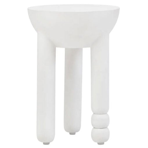 Boho Rustic White Washed Solid Mango Wood Sculptural Abstract Side Table