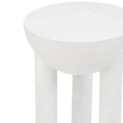 Boho Rustic White Washed Solid Mango Wood Sculptural Abstract Side Table