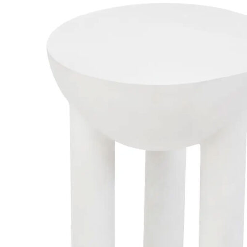Boho Rustic White Washed Solid Mango Wood Sculptural Abstract Side Table