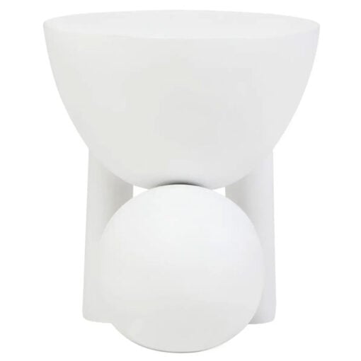 Boho Rustic White Washed Solid Mango Wood Sculptural Ball Side Table