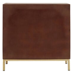 Boho Solid Brown Mango Wood And Gold Metal 2 Door Sideboard Cabinet 91cm