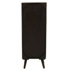 Boho Solid Dark Mango Wood And Gold Metal 2 Door 1 Shelf Tall Cabinet