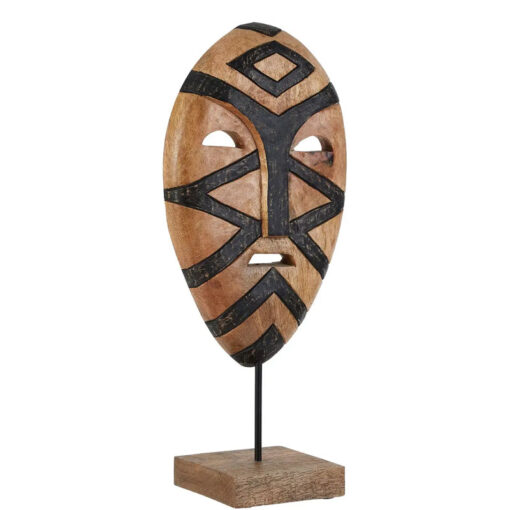 Boho Solid Mango Wood Tribal Mask Large Sculpture 52cm