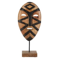 Boho Solid Mango Wood Tribal Mask Large Sculpture 52cm