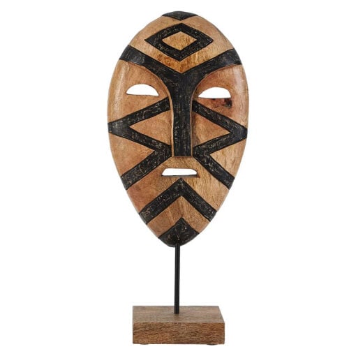 Boho Solid Mango Wood Tribal Mask Large Sculpture 52cm