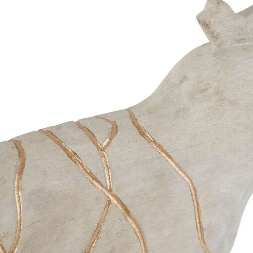 Boho Solid White Washed Mango Wood Hand-Carved Elephant Sculpture 42cm